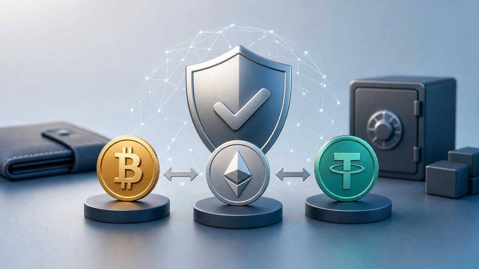 A user verifies a cryptocurrency exchange route, wallet address, network, fees, and transaction status before sending digital assets